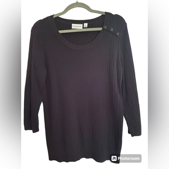 Croft&Barrow women’s XL black ribbed sweater 3/4 length sleeves. Gently used 🖤 - Picture 2 of 9